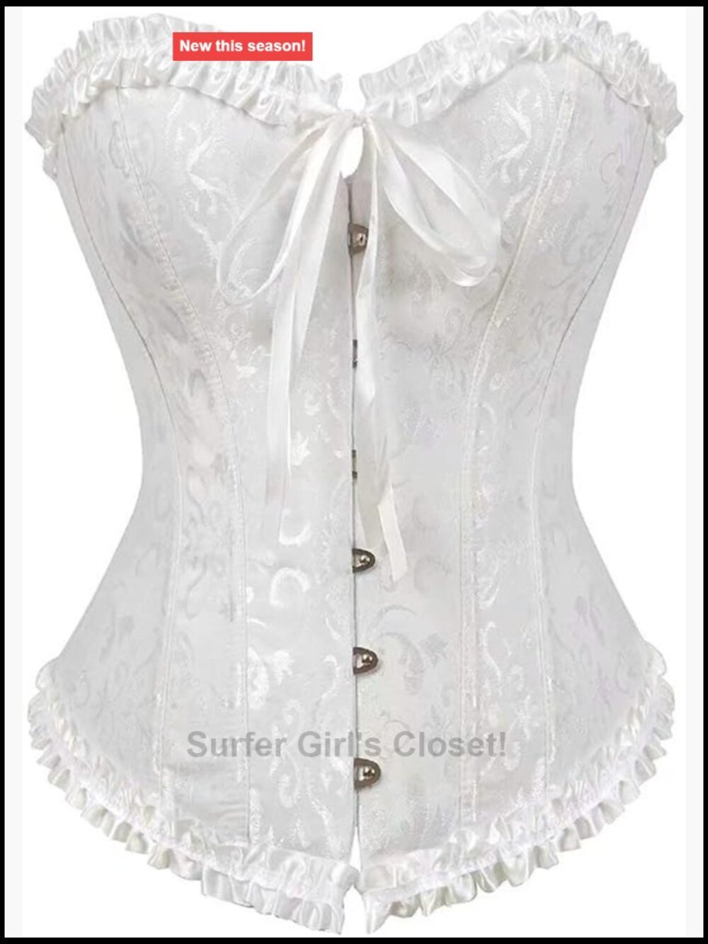 Women's Corset Top Bustier Zipper Front Overbust Waist Training Lingerie